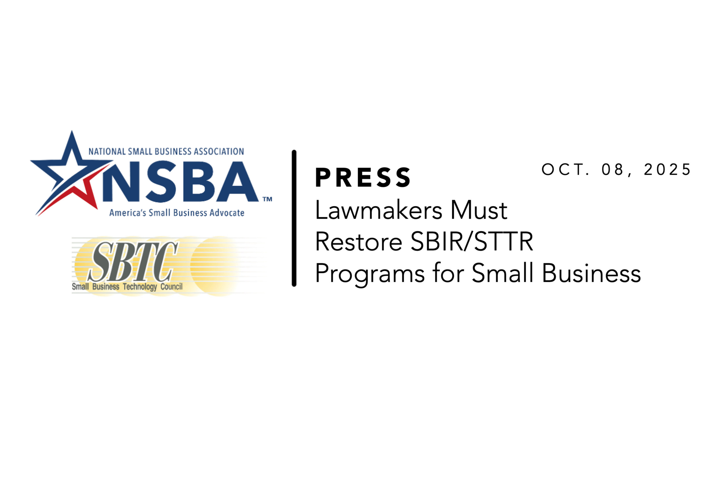 PRESS | Lawmakers Must&nbsp;Restore SBIR/STTR Programs for Small Business